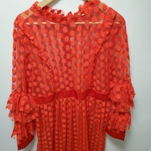 Fit  | Red Pokadot | Sheer| Full Length Dr…